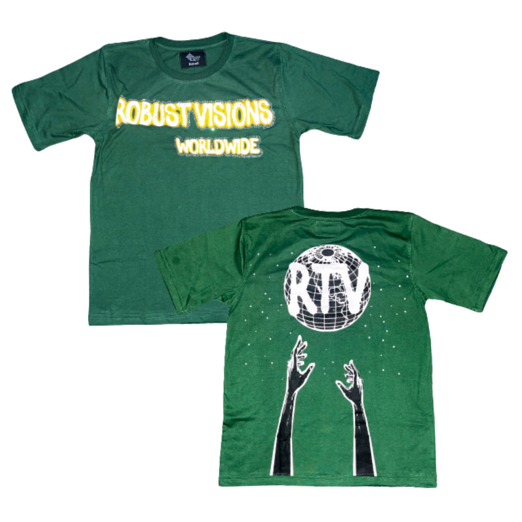 GREEN "ROBUSTVISIONS WORLDWIDE" T SHIRT